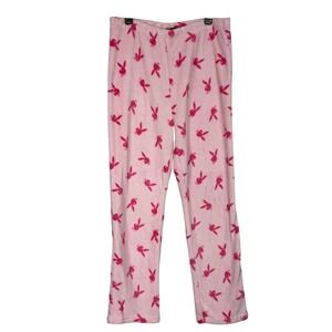 Playboy Bunny Pajama Pants Womens XXL Pink Plush Fleece Lounge Y2K